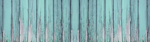 アブストラクトグランジ素朴な古いターコイズブルーのアクアマリン色の塗装は 木製の板壁のテーブルテクスチャを剥がしました 木製の背景バナーパノラマ トップビュー — ストック写真