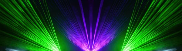 Festiwal Lasershow Disco Party Tle Baner Panorama Kolorowy Pokaz Laser — Zdjęcie stockowe