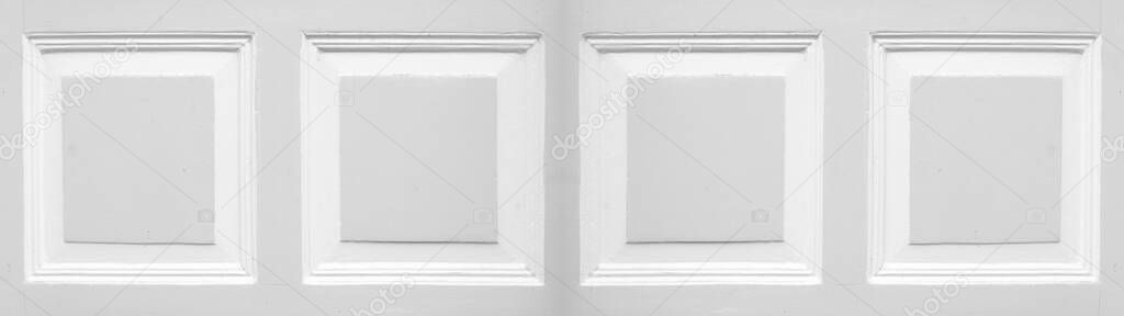 old white painted bright light wooden texture, with wooden square cubes elements - wood background banner panorama shabby