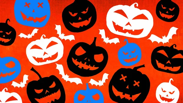 Halloween Symbol Pozadí Šablony Design Bílá Černá Modrá Silueta Děsivé — Stock fotografie