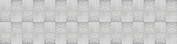 Grigio Bianco Luminoso Vintage Retrò Geometrico Quadrato Mosaico Fiore Foglia — Foto Stock