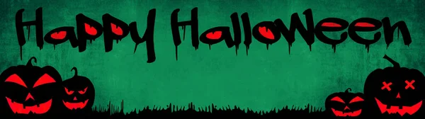 Happy Halloween Background Banner Wide Panorama Template Σιλουέτα Από Τρομακτικές — Φωτογραφία Αρχείου