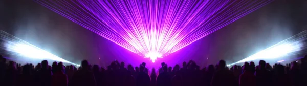 Lasershow Festival Disco Festa Fundo Banner Panorama Show Laser Livre — Fotografia de Stock