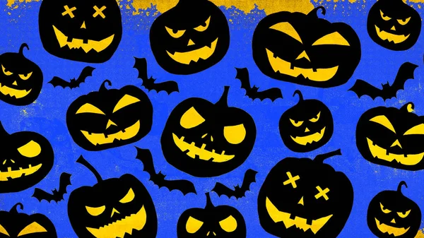 Halloween Símbolo Fondo Plantilla Diseño Negro Silueta Miedo Tallado Calabazas — Foto de Stock