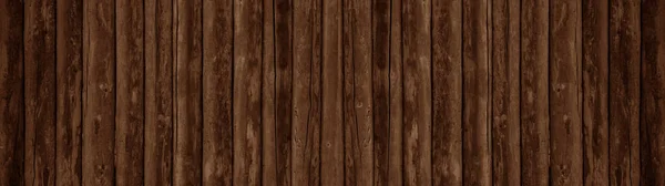 旧褐色乡村色深色木板质感 木制背景全景长旗 — 图库照片
