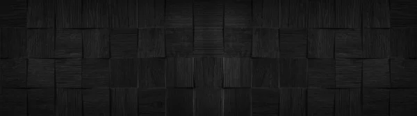 Černá Antracit Šedé Šedé Dřevěné Kostky Stěny Textura Pozadí Banner — Stock fotografie