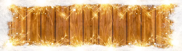 Silvester Karácsony Újév Háttér Banner Panoráma Üdvözlőlap Keret Készült Csillagszórók — Stock Fotó