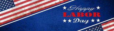 Mutlu İşçi Bayramı (Eylül) arka plan panoraması - Amerikan bayrağı ve mavi dokuda izole edilmiş yıldızlar
