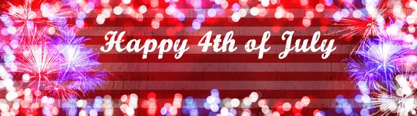 Happy 4Th July Background Panorama Banner Long Fuegos Artificiales Sobre — Foto de Stock