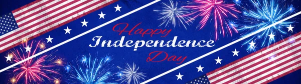 Bağımsızlık Günü Temmuz Arka Plan Panoraması Bayram Kutlamaları Havai Fişek — Stok fotoğraf