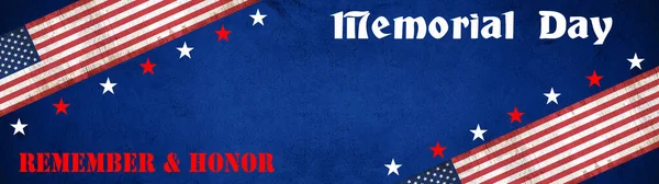 Memorial Day Bakgrund Banner Panorama Flagga Usa Och Vita Bokstäver — Stockfoto