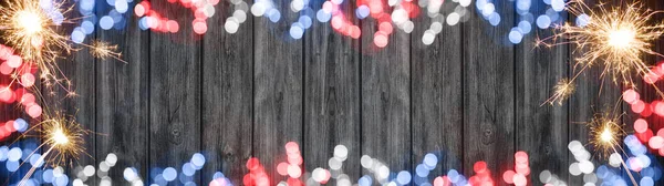 Silvester Capodanno Sfondo Banner Panorama Lungo Scintillanti Boheh Luci Texture — Foto Stock