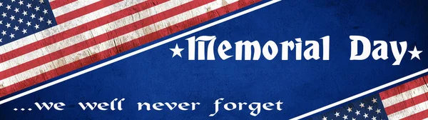 Emléknap Háttér Banner Panoráma Zászló Egyesült Államok Fehér Betűkkel Elszigetelt — Stock Fotó