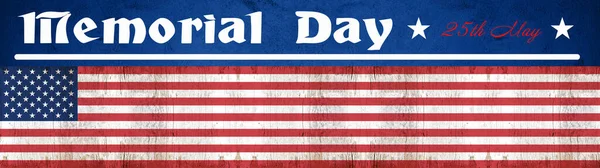 Memoriał Dzień Tle Baner Panorama Flaga Stanów Zjednoczonych Białe Litery — Zdjęcie stockowe
