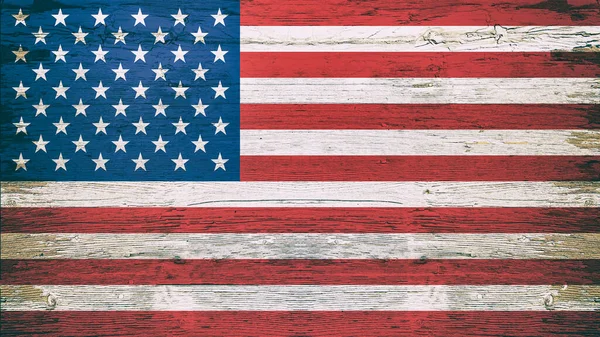 Bandera Americana Sobre Pared Madera Rústica Textura Estados Unidos América — Foto de Stock