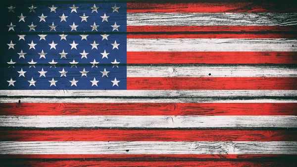 American Flag Rustic Wooden Wall Texture United States America Holiday — Stock Photo, Image