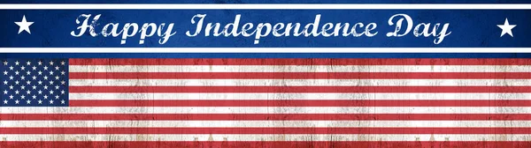 独立日 7月4日 背景横幅全景 蓝色深夜里庆祝节日的旗帜 — 图库照片
