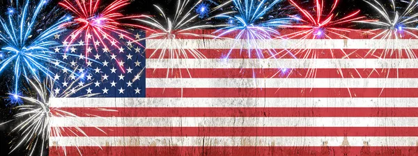 Happy Juli Nieuwjaar Silvester Andere Vakantie Achtergrond Amerikaanse Vlag Houten — Stockfoto