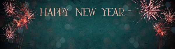 Happy New Year Party Silvester Background Banner Panorama Rustic Green — 스톡 사진