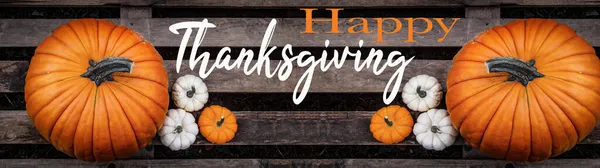 Happy Thanksgiving Tle Baner Panorama Widok Góry Różnych Jesiennych Pomarańczowy — Zdjęcie stockowe