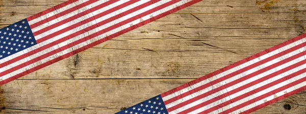 Amerika Achtergrond Banner Panorama Vlag Van Verenigde Staten Geïsoleerd Bruin — Stockfoto