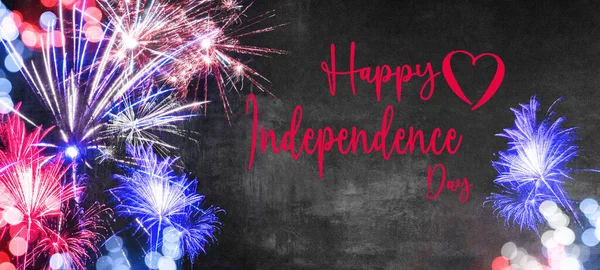 Happy 4Th July Background Frame Made Red Blue White Bokeh — Stock Photo, Image