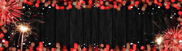 Silvester Party New Year Fireworks Background Banner Panorama Long Sparklers — Stock Photo, Image