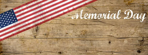 Banner Fundo Memorial Day Panorama Bandeira Estados Unidos Letras Brancas — Fotografia de Stock