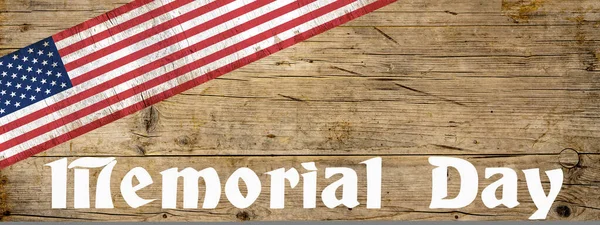 Banner Fundo Memorial Day Panorama Bandeira Estados Unidos Letras Brancas — Fotografia de Stock