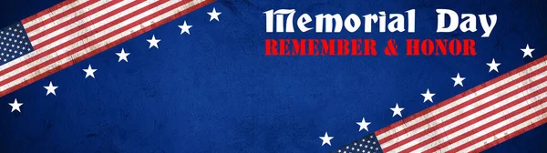 Emléknap Háttér Banner Panoráma Zászló Egyesült Államok Fehér Betűkkel Elszigetelt — Stock Fotó