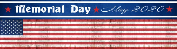 Memorial Day Achtergrond Banner Panorama Vlag Van Verenigde Staten Witte — Stockfoto