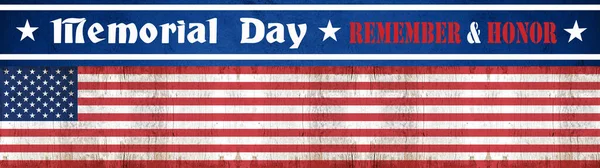 Memorial Day Background Banner Panorama Flag United States White Lettering — Stock Photo, Image