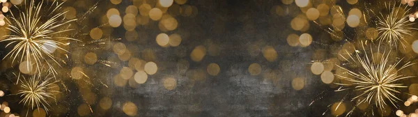 Щасливий Новий Рік Вечірка Феєрверки Фонова Банерна Панорама Абстрактні Барвисті — стокове фото