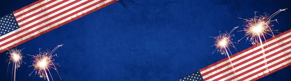 Июля Новый Год Серебряный Другой Праздничный Фон Панорамный Баннер Американский — стоковое фото
