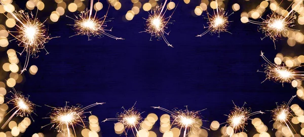 Новогодняя Поздравительная Открытка Фоне Праздничного Баннера Silvester Party Абстрактная Синяя — стоковое фото