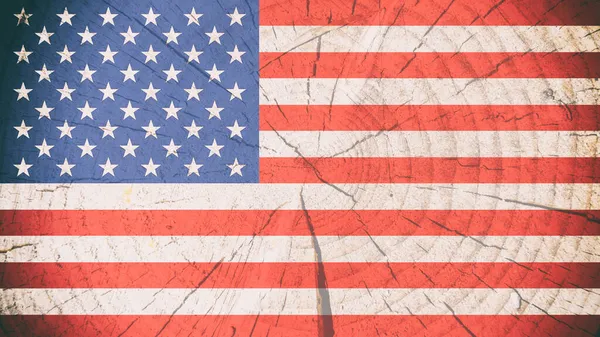 Kırsal Ahşap Duvar Dokusunda Amerikan Bayrağı Amerika Birleşik Devletleri Bayramı — Stok fotoğraf