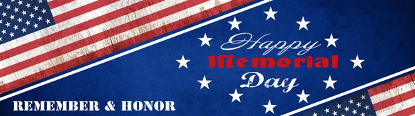 Memorial Day Bakgrund Banner Panorama Flagga Usa Och Vita Bokstäver — Stockfoto