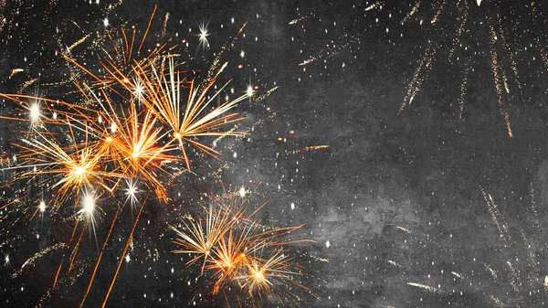 Silvester New Year Festival Party Background Firework Rustic Dark Black — Stock Photo, Image