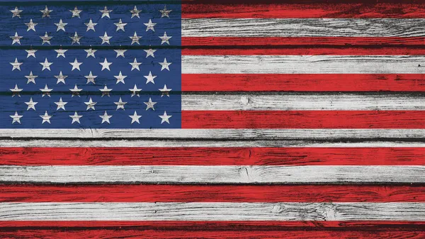 American Flag Rustic Wooden Wall Texture United States America Holiday — Stock Photo, Image