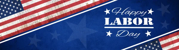 Днем Труда Сентябрь Панорама Фонового Баннера Американский Флаг Звезды Голубой — стоковое фото