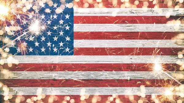 Glad Juli Nytt Silvester Eller Annan Semester Bakgrund Amerikansk Flagga — Stockfoto