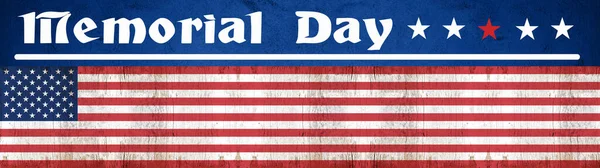 Memorial Day Background Banner Panorama Flag United States White Lettering — Stock Photo, Image