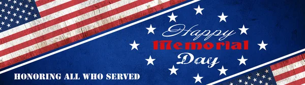 Memorial Day Bakgrund Banner Panorama Flagga Usa Och Vita Bokstäver — Stockfoto