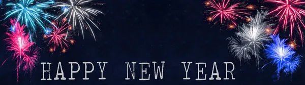 Frohes Neues Jahr Amerika Vereinigte Staaten Hintergrund Banner Panorama Langfeuerwerk — Stockfoto