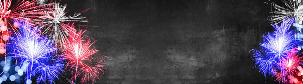 Феєрверк Боке Світло Вночі Кольорах Прапора Єднаних Штатів Америки Синій — стокове фото