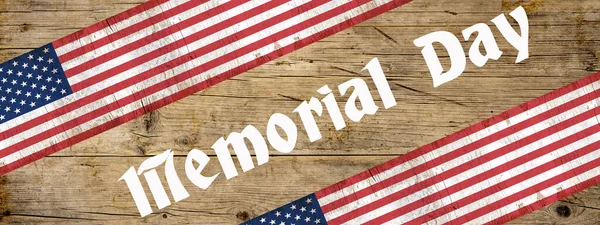 Banner Fundo Memorial Day Panorama Bandeira Estados Unidos Letras Brancas — Fotografia de Stock