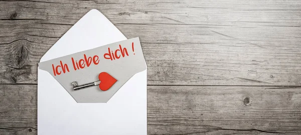 Valentijnsdag Wenskaart Concept Banner Envelop Kaart Met Tekst Hou Van — Stockfoto