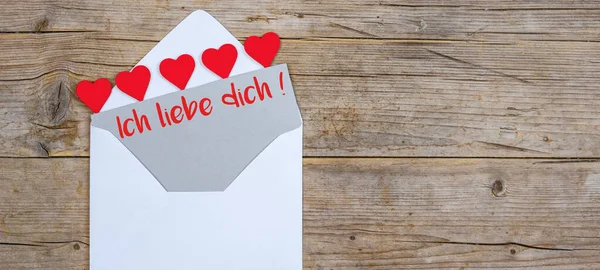 Valentijnsdag Liefde Bruiloft Wenskaart Concept Envelop Kaart Met Tekst Hou — Stockfoto