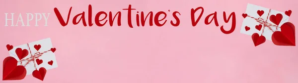 Happy Valentine Day Background Banner Panorama Long Greeting Card Enveloppe — Photo