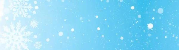 Snöflingor Och Iskristaller Isolerade Blå Himmel Vinter Bakgrund Panorama Banner — Stockfoto
